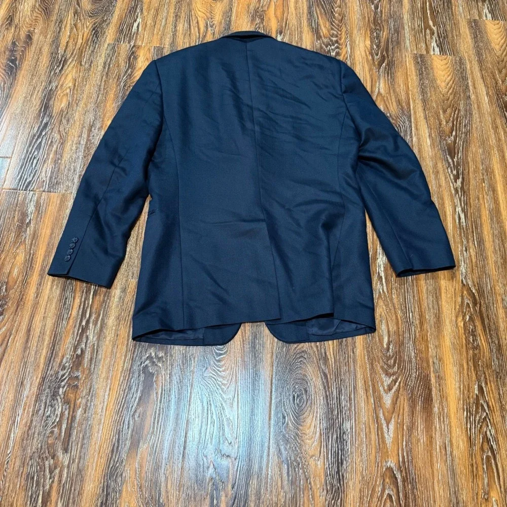Jos A Bank Signature Collection Navy Blue Silk Camel Hair Herringbone Blazer 41R